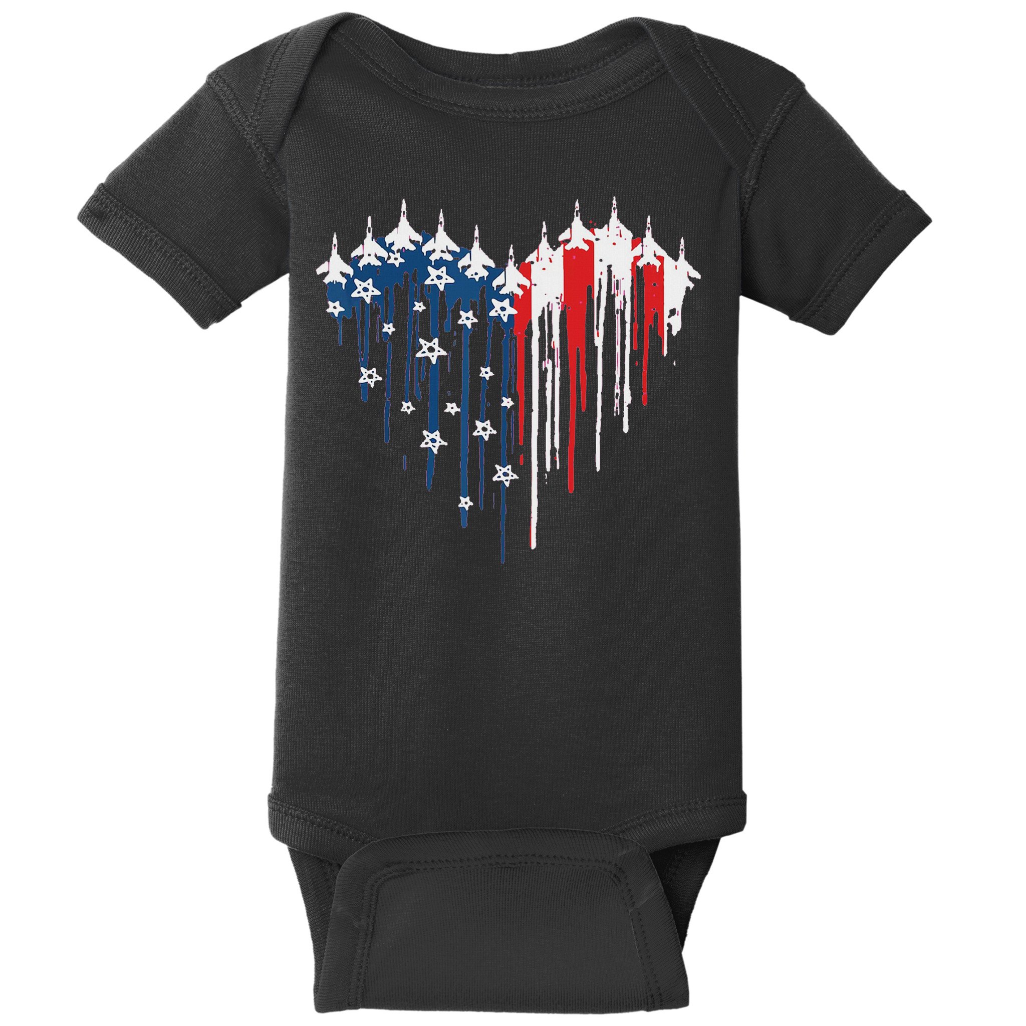 Red White Blue Flyover 4th Of July American Flag Baby Bodysuit