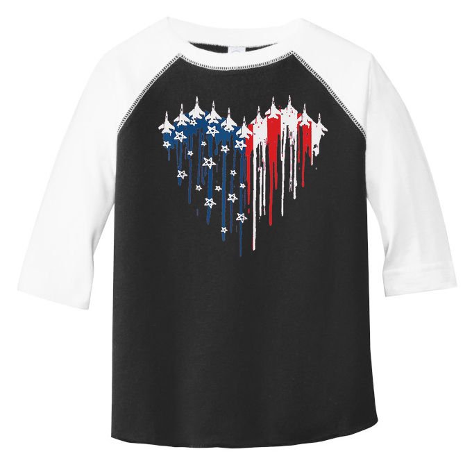 Red White Blue Flyover 4th Of July American Flag Toddler Fine Jersey T-Shirt