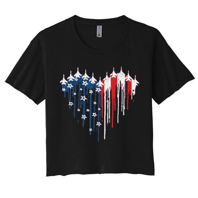 Red White Blue Flyover 4th Of July American Flag Crop Top