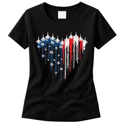 Red White Blue Flyover 4th Of July American Flag Womens T-Shirt