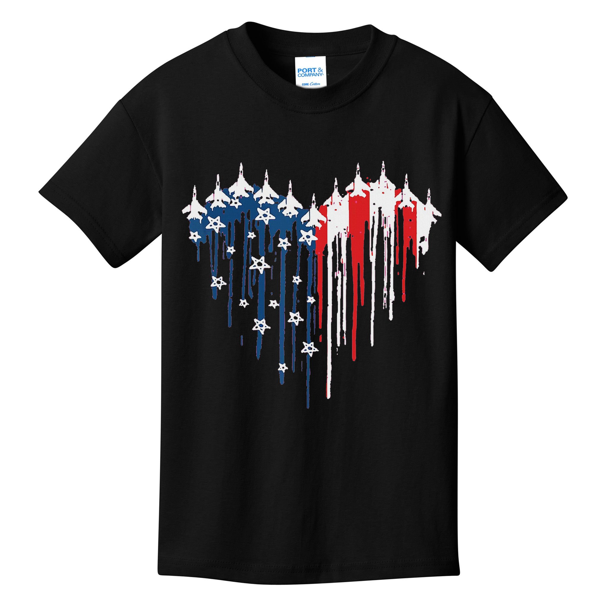 Red White Blue Flyover 4th Of July American Flag Kids T-Shirt