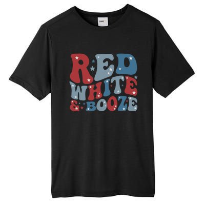 Red White & Booze Summer Funny Drinking 4th of July USA Flag Tall Fusion ChromaSoft Performance T-Shirt