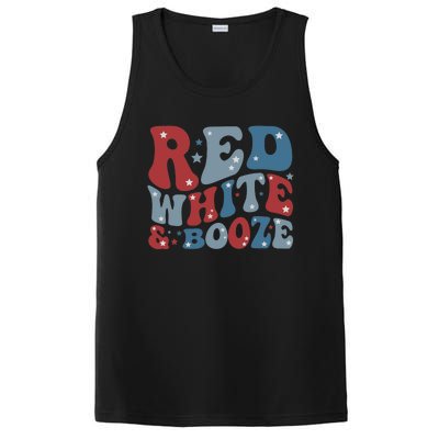 Red White & Booze Summer Funny Drinking 4th of July USA Flag PosiCharge Competitor Tank