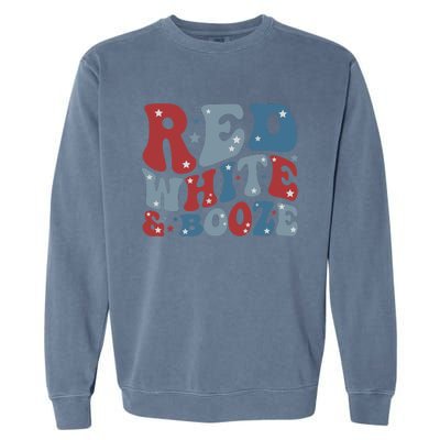 Red White & Booze Summer Funny Drinking 4th of July USA Flag Garment-Dyed Sweatshirt