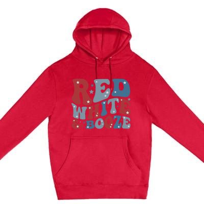 Red White & Booze Summer Funny Drinking 4th of July USA Flag Premium Pullover Hoodie