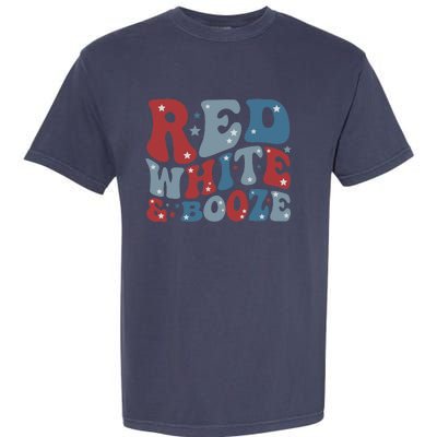 Red White & Booze Summer Funny Drinking 4th of July USA Flag Garment-Dyed Heavyweight T-Shirt