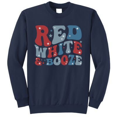 Red White & Booze Summer Funny Drinking 4th of July USA Flag Sweatshirt