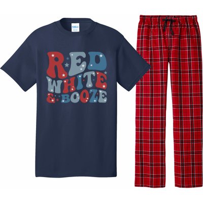 Red White & Booze Summer Funny Drinking 4th of July USA Flag Pajama Set