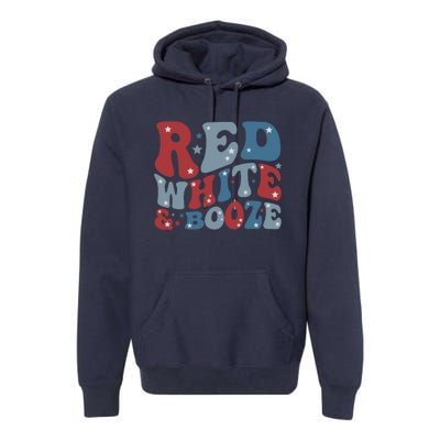 Red White & Booze Summer Funny Drinking 4th of July USA Flag Premium Hoodie