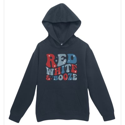 Red White & Booze Summer Funny Drinking 4th of July USA Flag Urban Pullover Hoodie