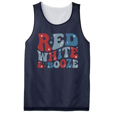 Red White & Booze Summer Funny Drinking 4th of July USA Flag Mesh Reversible Basketball Jersey Tank