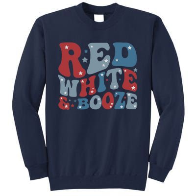 Red White & Booze Summer Funny Drinking 4th of July USA Flag Tall Sweatshirt