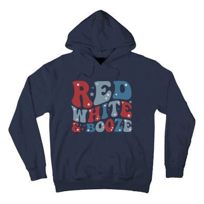 Red White & Booze Summer Funny Drinking 4th of July USA Flag Tall Hoodie