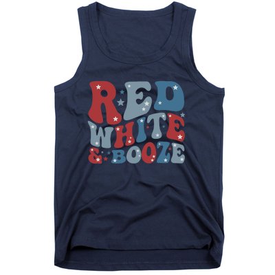 Red White & Booze Summer Funny Drinking 4th of July USA Flag Tank Top