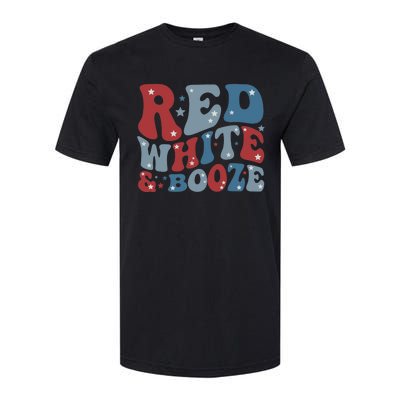 Red White & Booze Summer Funny Drinking 4th of July USA Flag Softstyle CVC T-Shirt