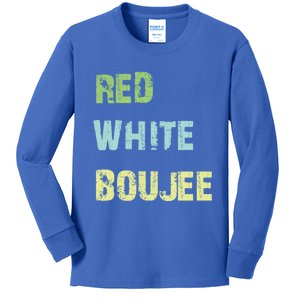 Red White Boujee July 4th America Flag Patriotic Usa Great Gift Kids Long Sleeve Shirt