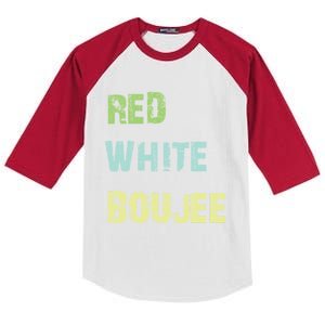 Red White Boujee July 4th America Flag Patriotic Usa Great Gift Kids Colorblock Raglan Jersey