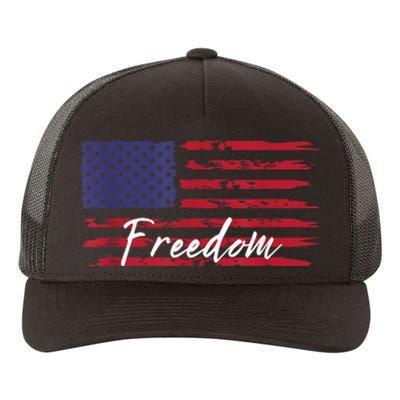 Red White Blue Freedom America USA Flag Yupoong Adult 5-Panel Trucker Hat