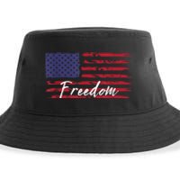 Red White Blue Freedom America USA Flag Sustainable Bucket Hat