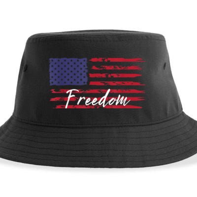 Red White Blue Freedom America USA Flag Sustainable Bucket Hat