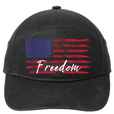 Red White Blue Freedom America USA Flag 7-Panel Snapback Hat