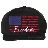 Red White Blue Freedom America USA Flag Wool Snapback Cap