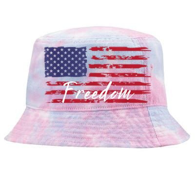 Red White Blue Freedom America USA Flag Tie-Dyed Bucket Hat