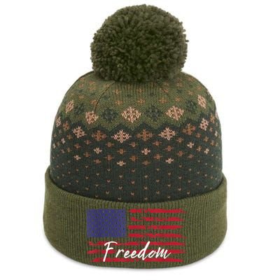 Red White Blue Freedom America USA Flag The Baniff Cuffed Pom Beanie