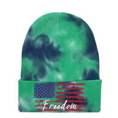 Red White Blue Freedom America USA Flag Tie Dye 12in Knit Beanie