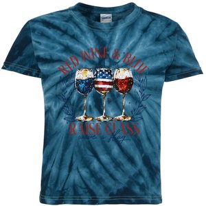 Red Wine & Blue Independence Day  Funny 4th Of July Kids Tie-Dye T-Shirt