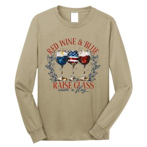 Red Wine & Blue Independence Day  Funny 4th Of July Long Sleeve Shirt