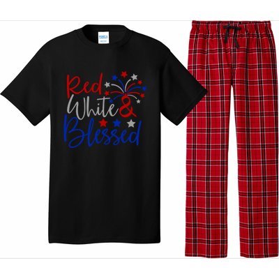 Red White Blessed 4th Of July Gift Pajama Set