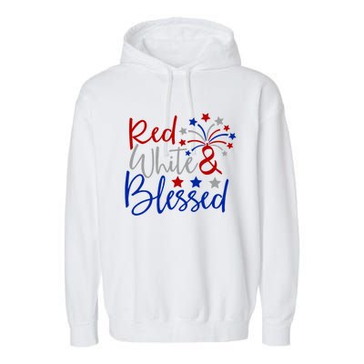 Red White Blessed 4th Of July Gift Garment-Dyed Fleece Hoodie