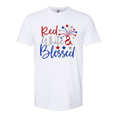 Red White Blessed 4th Of July Gift Softstyle® CVC T-Shirt