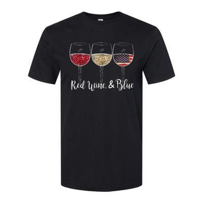 Red Wine & Blue 4th Of July Wine Red White Blue Wine Glasses Softstyle® CVC T-Shirt