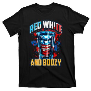 Red White & Boozy Patriotic American Whiskey Drinker Alcohol T-Shirt