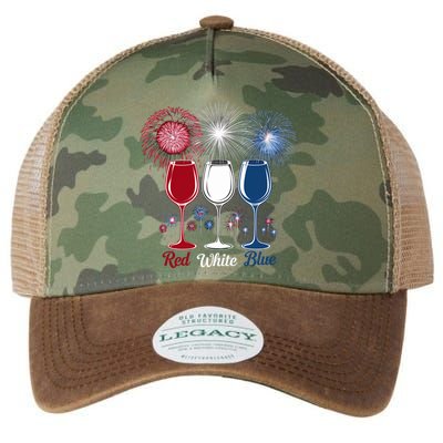 Red Wine & Blue 4th Of July Wine Glasses Firework Patriotic Legacy Tie Dye Trucker Hat