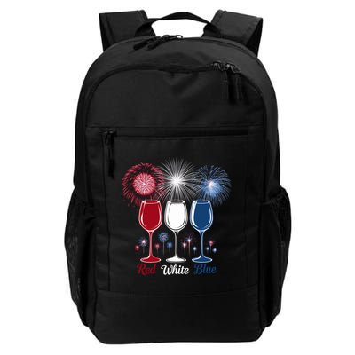 Red Wine & Blue 4th Of July Wine Glasses Firework Patriotic Backpack