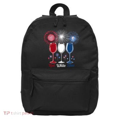 Red Wine & Blue 4th Of July Wine Glasses Firework Patriotic 16 in Basic Backpack