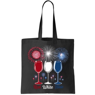 Red Wine & Blue 4th Of July Wine Glasses Firework Patriotic Bag