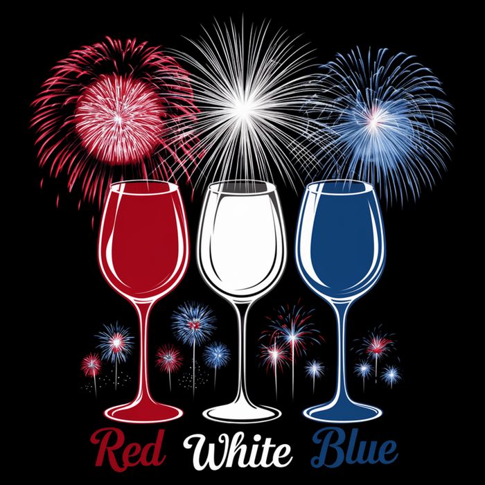 Red Wine & Blue 4th Of July Wine Glasses Firework Patriotic Poster