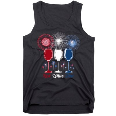 Red Wine & Blue 4th Of July Wine Glasses Firework Patriotic Tank Top