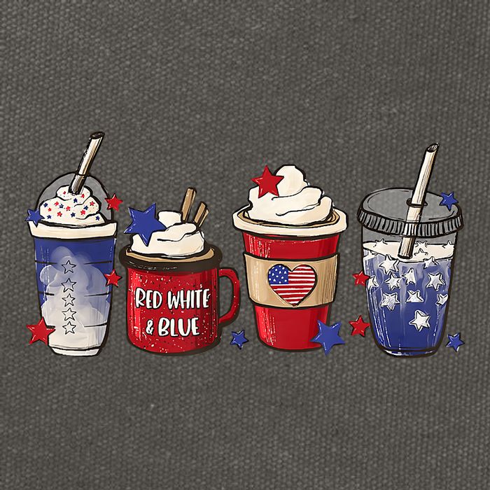 Red White Blue Latte Ice Coffee USA 4th Of July Patriotic Cotton Canvas Backpack