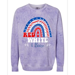 Red White Booze And Blessed Rainbow Usa Patriotic 4th Of July Gift Colorblast Crewneck Sweatshirt