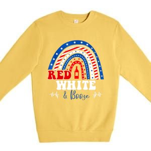 Red White Booze And Blessed Rainbow Usa Patriotic 4th Of July Gift Premium Crewneck Sweatshirt