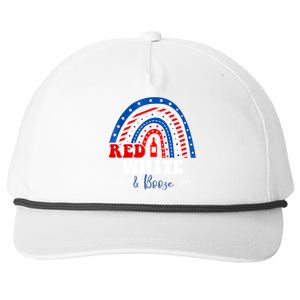 Red White Booze And Blessed Rainbow Usa Patriotic 4th Of July Gift Snapback Five-Panel Rope Hat