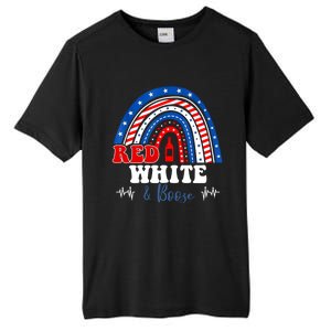 Red White Booze And Blessed Rainbow Usa Patriotic 4th Of July Gift Tall Fusion ChromaSoft Performance T-Shirt