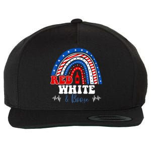 Red White Booze And Blessed Rainbow Usa Patriotic 4th Of July Gift Wool Snapback Cap