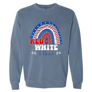 Red White Booze And Blessed Rainbow Usa Patriotic 4th Of July Gift Garment-Dyed Sweatshirt