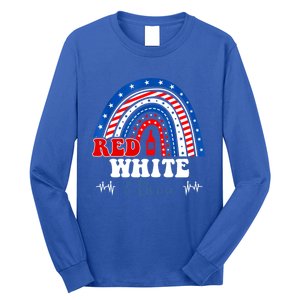 Red White Booze And Blessed Rainbow Usa Patriotic 4th Of July Gift Long Sleeve Shirt